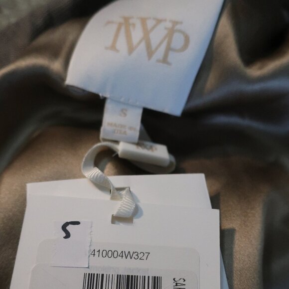 NWT Womens TWP Taupe Virgin Wool Blend Blazer Smoking Jacket S - Picture 15 of 16